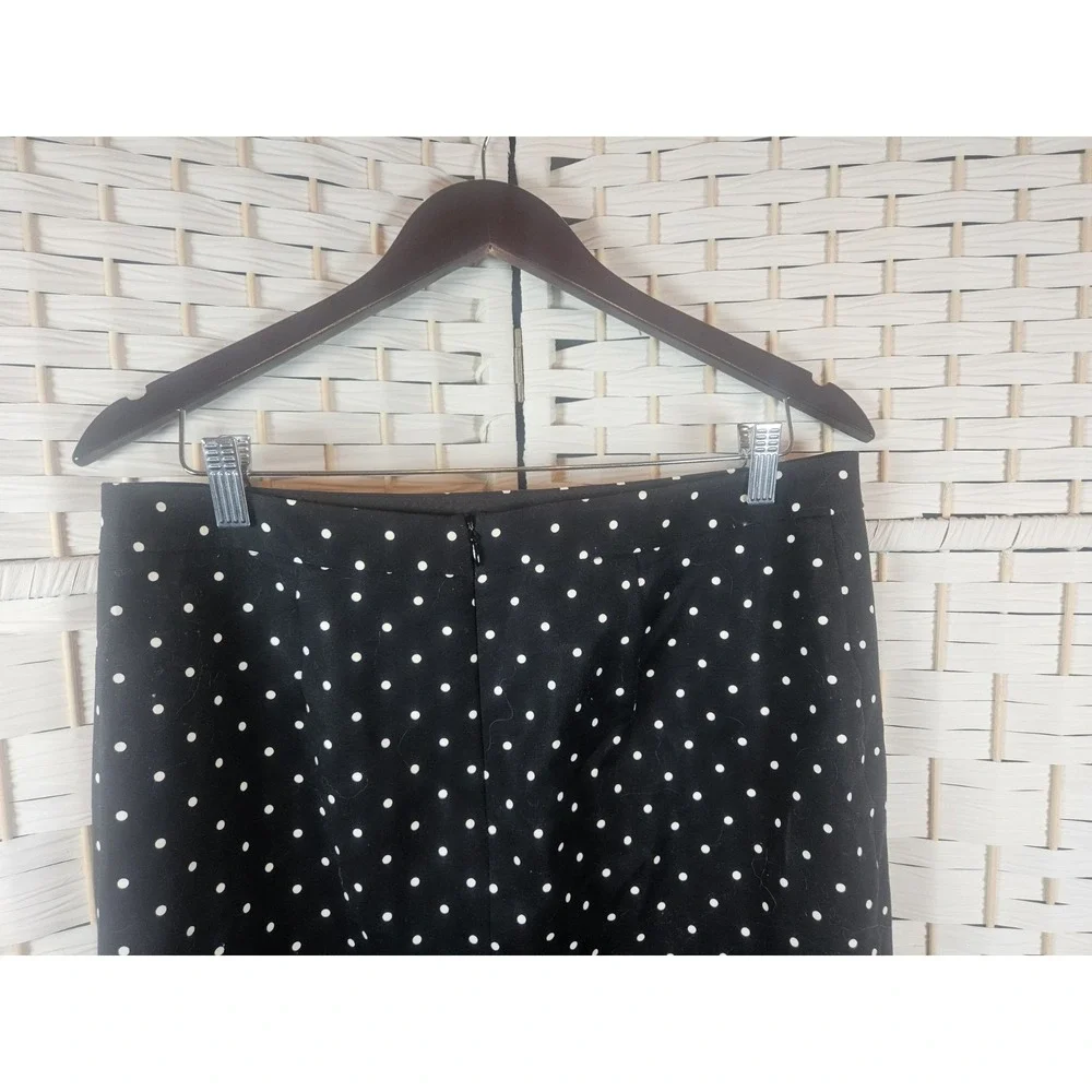 Liz Claiborne Black Cotton Blend White Polka Dots Pencil Skirt Size 12 Lined